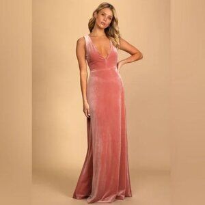 Lulus Womens Dusty Rose Velvet Sleeveless Maxi Dress Size Large
